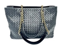 Borsa Bottega Veneta doppia catena borsa a tracolla borsetta pelle nera hobo
