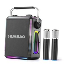 Portable Bluetooth Karaoke Speaker with 2 Wireless Microphones, RGB Black