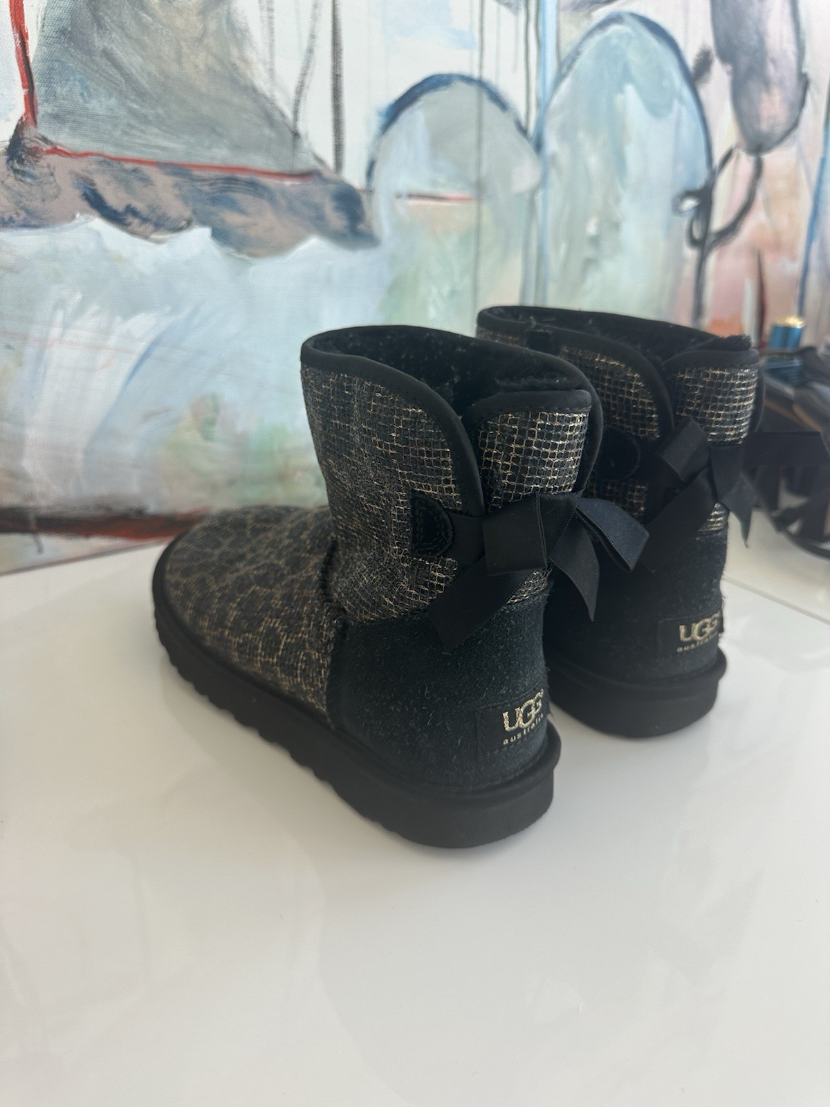 UGG Mini Bailey Glitter Leopard sequin Boots US 5… - image 2