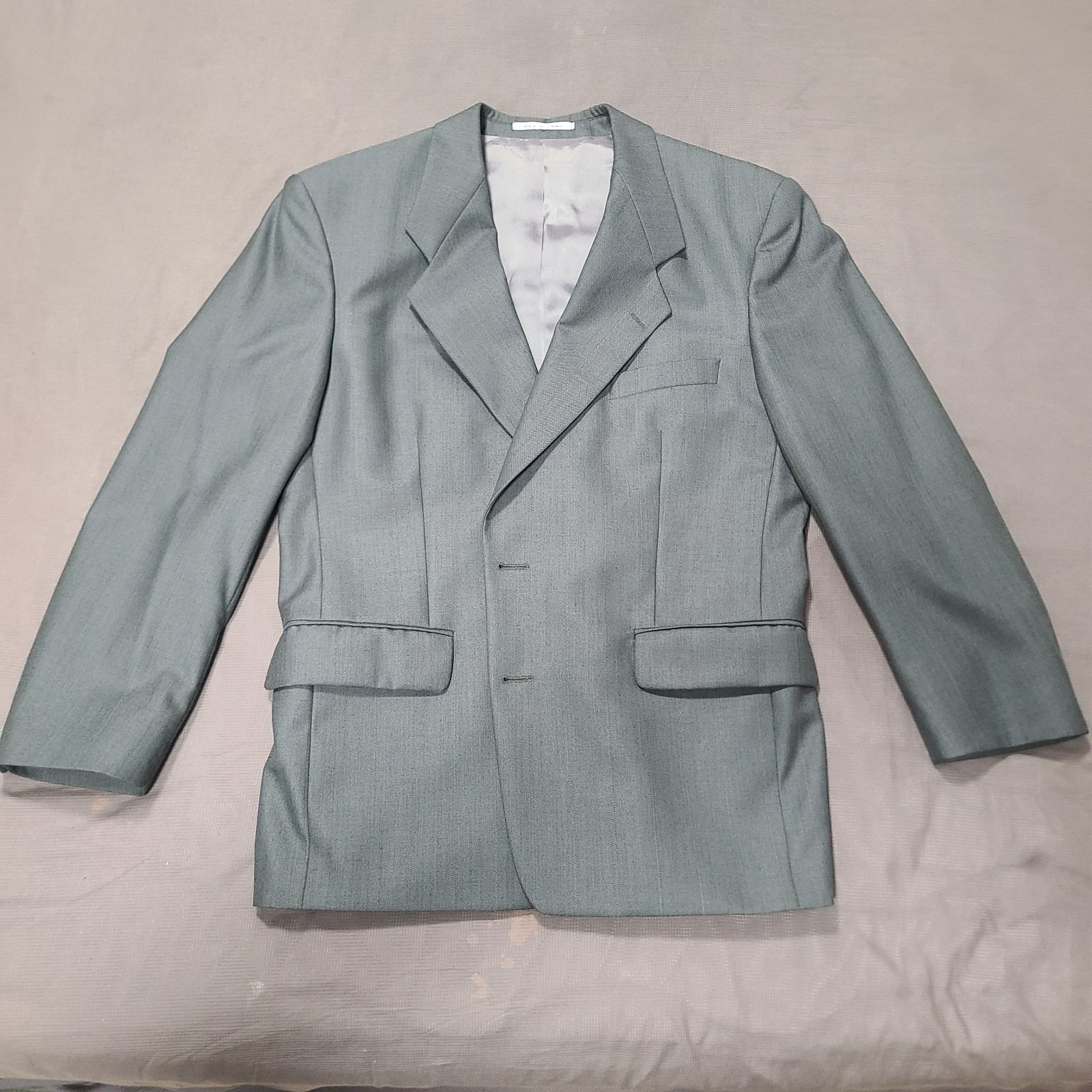 Giacca tuta uomo YSL Yves Saint Laurent grigio scuro lana cappotto sportivo blazer EXC CON