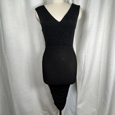 Alice + Olivia Ruched Bodycon Dress Black With Blue Shimmer Sleeveless XS Party