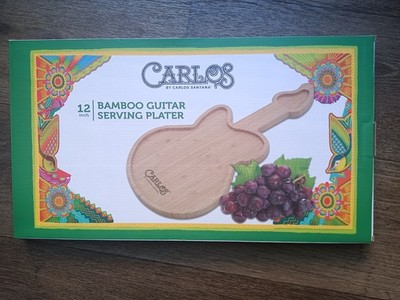 NEW Carlos Santana 12 inch guitar bamboo serving platter tray charcuterie board