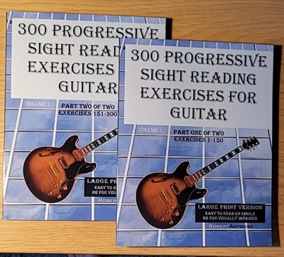 2x 300 Progressive Sight Reading Exercises GuitarVol.1+2 Large Print Vers. NEW
