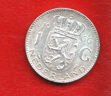 NETHERLAND 1 GULDEN 1966 SILVER