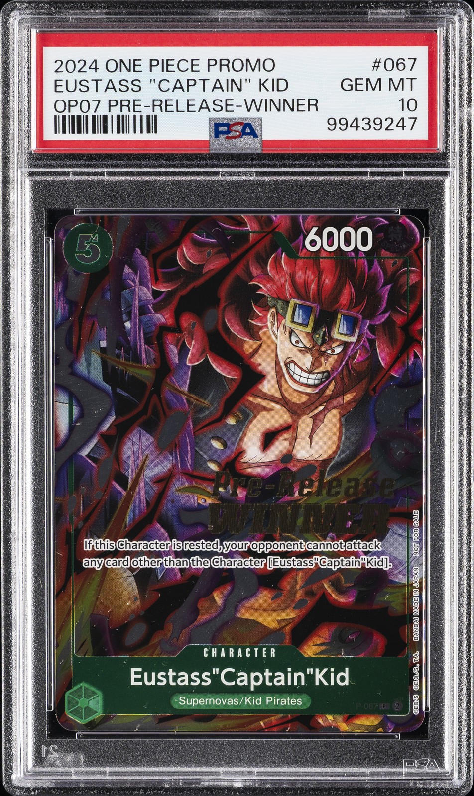 2024 ONE PIECE PROMOS #067 EUSTASS "CAPTAIN" KID PSA 10