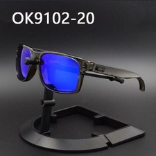 NEW Oakley Style Holbrook Sunglasses Grey Crystal Blue Mirror Polarized