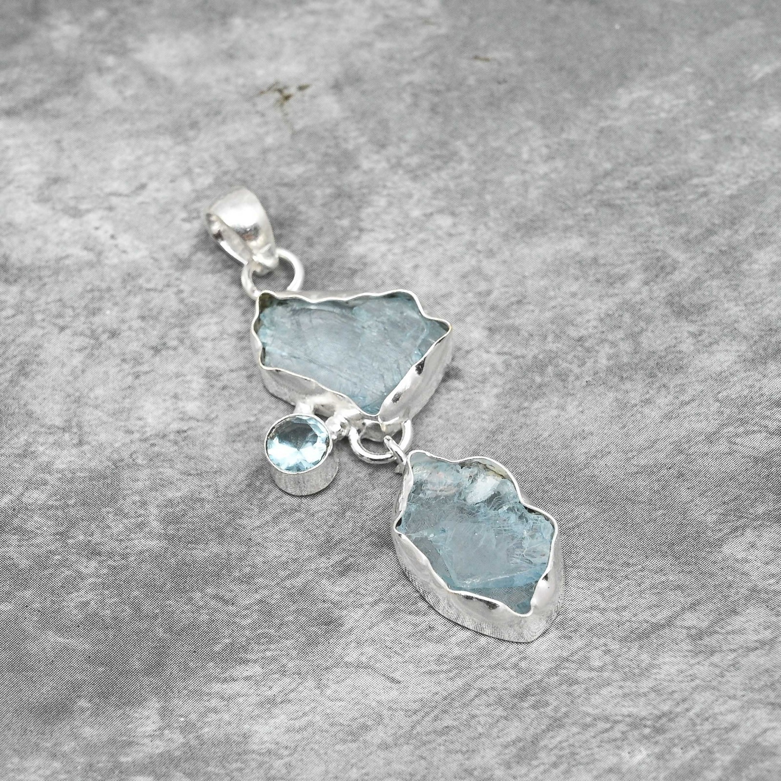 Aquamarine Gemstone Pendant 925 Sterling Silver Handmade Jewelry Party Wear Gift