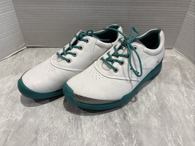 Ecco Biom Yak Leather Golf Shoes, Women's Size 40 Porcelain White and Green
