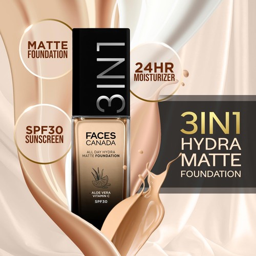 FACES CANADA All Day Hydra Matte Foundation| 3-in-1 Foundation+Moisturizer +25ml - Picture 28 of 38