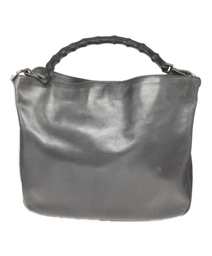 GUCCI Bamboo One-Shoulder bag Black Handbag Women's 001 1577 From Japan