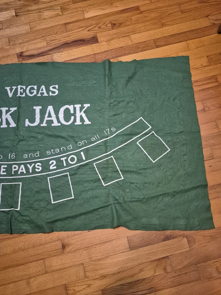 Blackjack & Craps 34”x70” Layout Table Top Green Mat Portable Cover Cards - Image 4 of 4