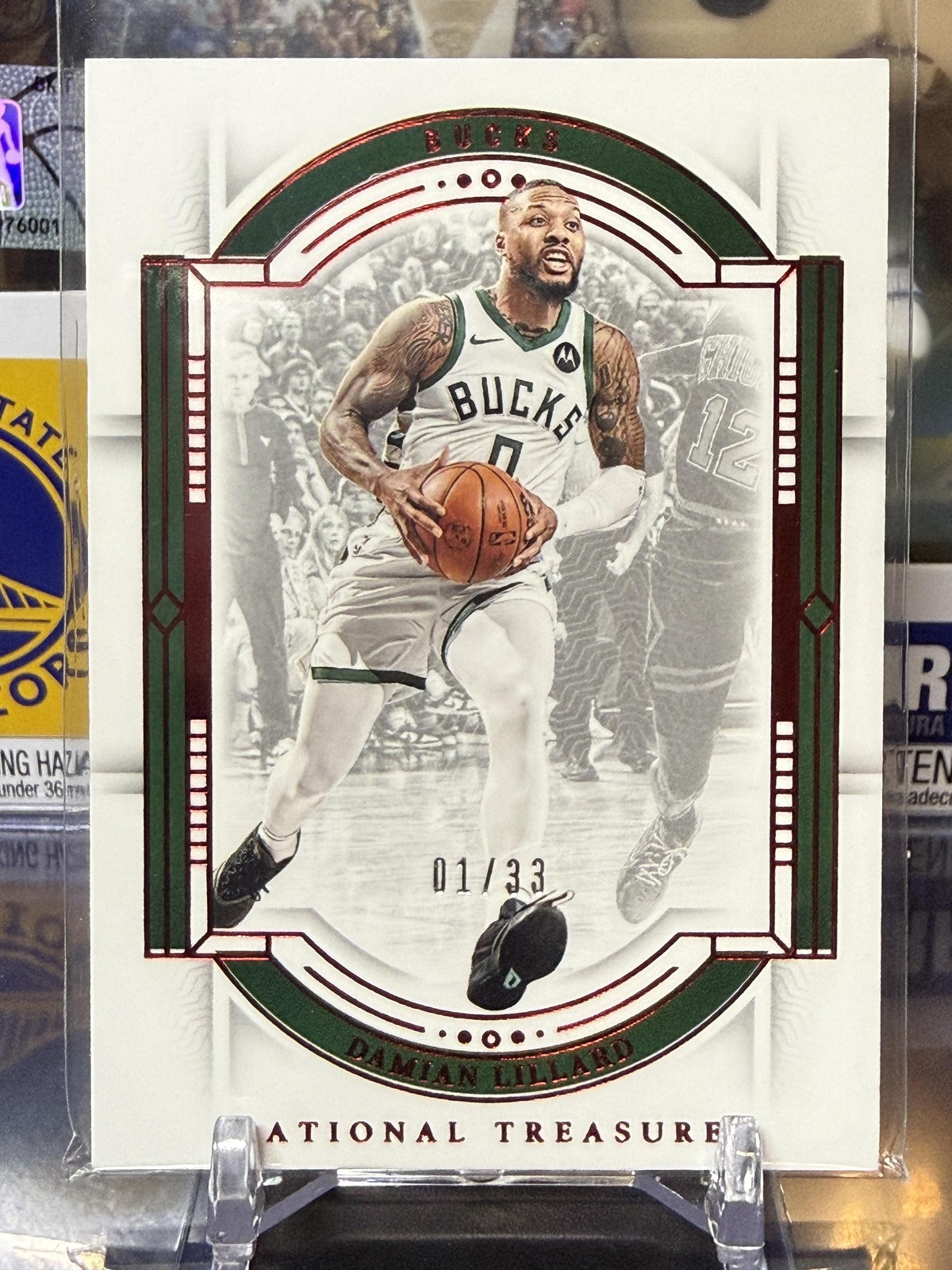 Damian Lillard #8 Basketball Cards 2023 Panini National Treasures trading card — raw and PSA graded price guide