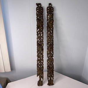 Spectacular Pair of Antique Matching Highly Carved Wood Decorative Pieces