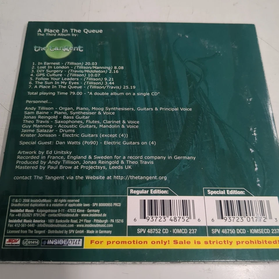 CD The Tangent III: A Place In The Queue Inside Out Music Promo Cd Foto 2 de 4