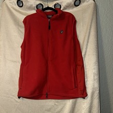 Vintage Polo Ralph Lauren Fleece Vest Mens Large Red Crest Y2K Spell Out Zip