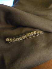 Vintage Silver-Tone 2" Curved Hair Barrette With Clear Rhinestones Stunning