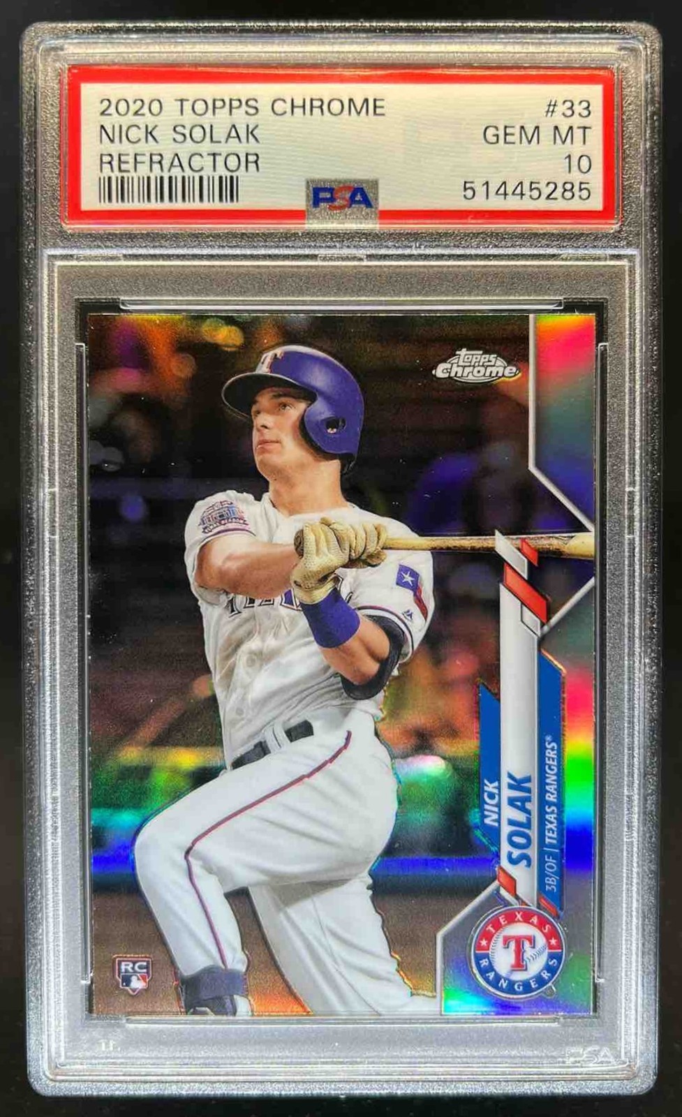 2020 Topps Chrome Nick Solak RC Refractor Rookie #33 Rangers PSA 10