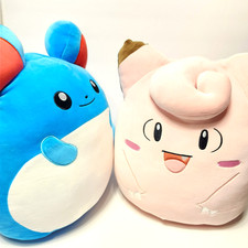 Pok mon Squishmallows 14" Marill Clefairy 2-Plush Lot Ultrasoft NWT