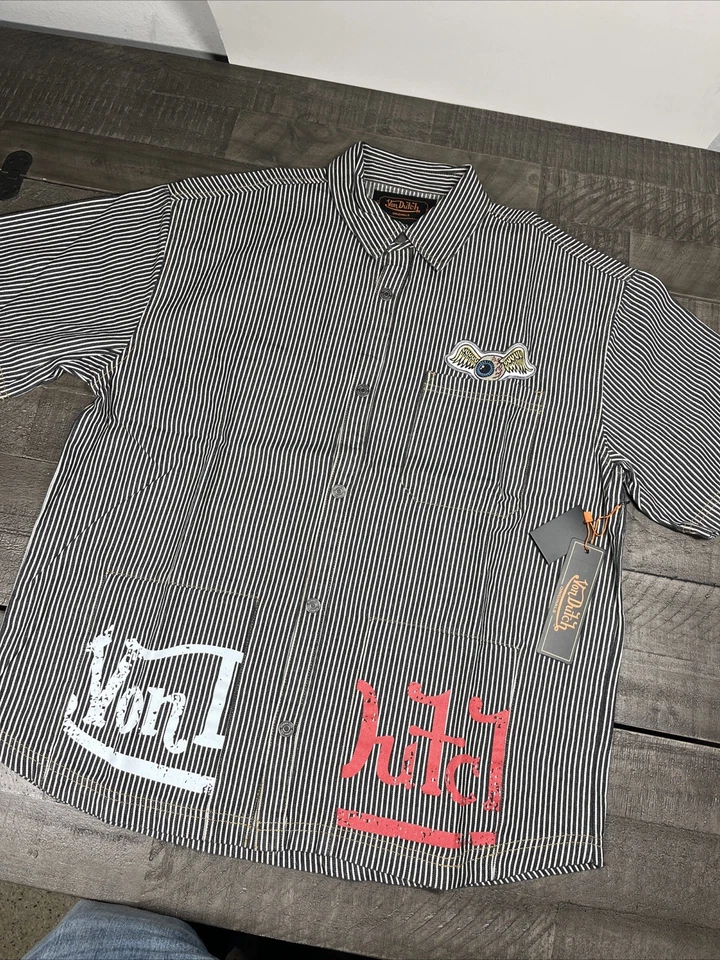 Von Dutch NWT Retro Genuine Railroad Striped Denim Mechanic Shirt - Image 3 of 4
