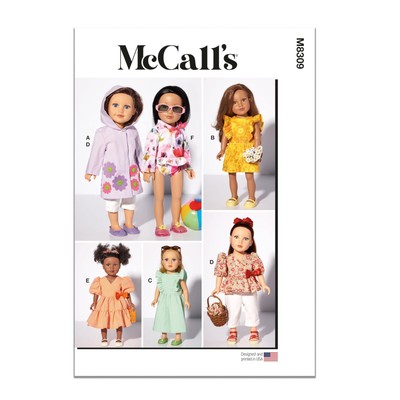 Doll Clothes Sewing Pattern Kit Design Code M8309 One Size Multicolor