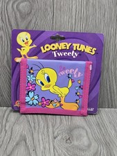 Looney Tunes Tweety Bird "Le Tweety" Bifold Wallet in purple with pink canvas...
