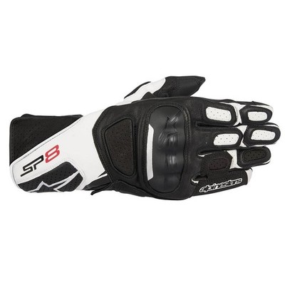 Alpinestars SP-8 V2 Leder Motorradhandschuhe schwarz weiß