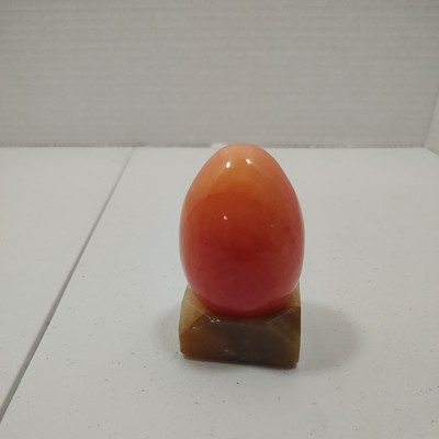 Marble Heavy Orange/Pink Egg With Base, 