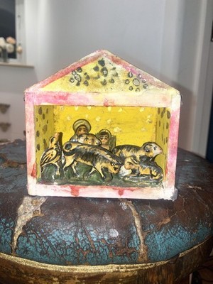 Miniatur Krippe Weihnachtsschmuck Volkskunst handbemalt 
