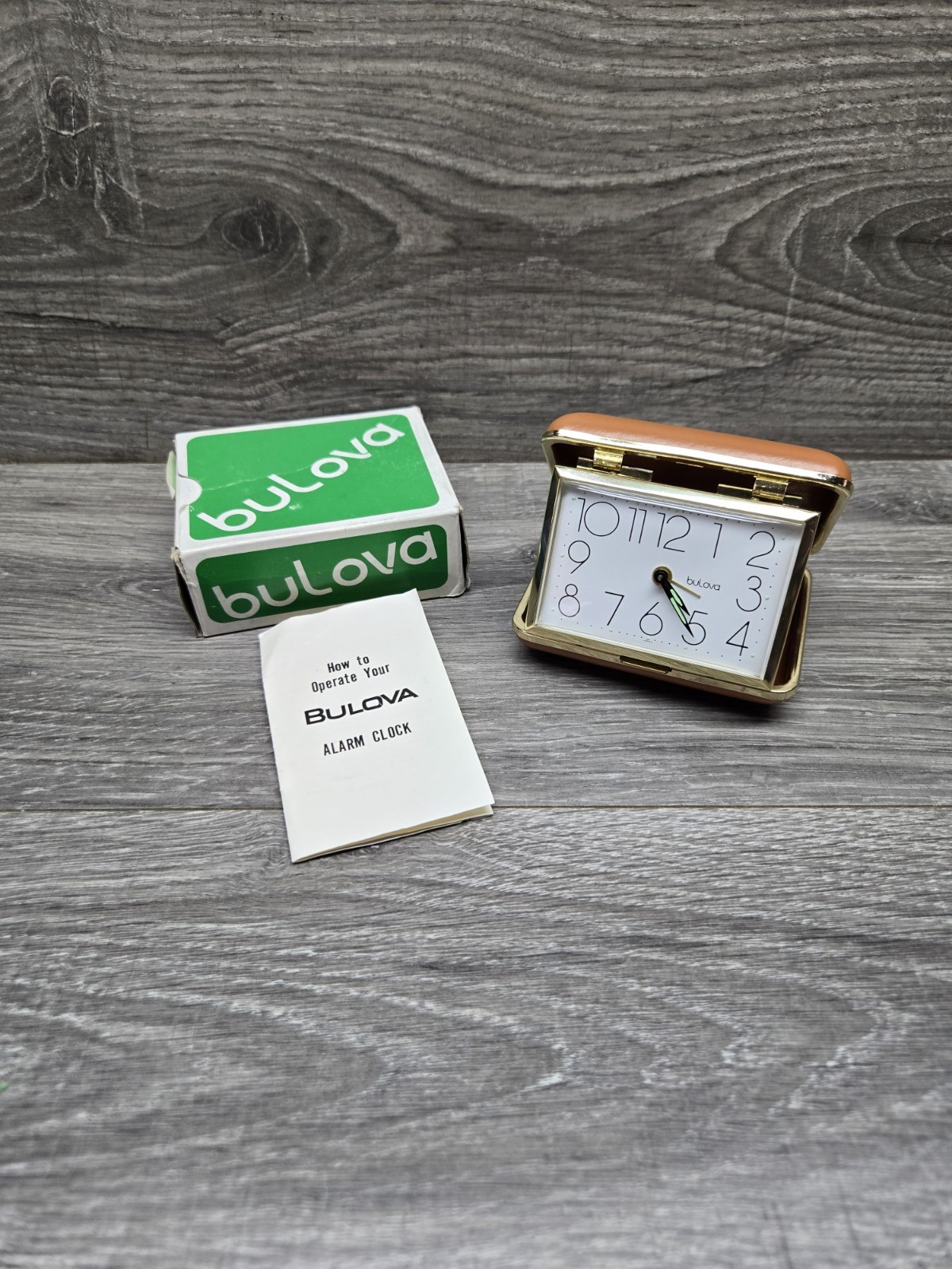 Vtg Bulova Watch Brand Alarm Clock Wind Up Excellent