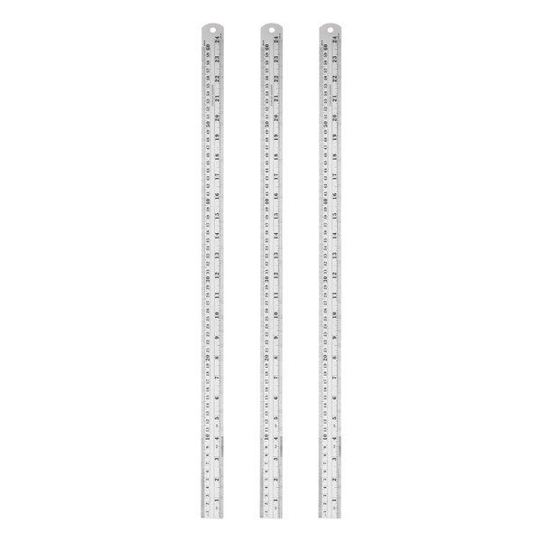 "3-Teiliges Edelstahl-Metalllineal 24\" FüR Metrisch Inch Messwerkzeug"-image