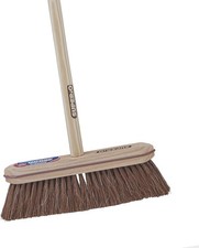 Wooden Horsehair Indoor Broom for Hard Wood Floors w/ Bristles  Rubber Bumper