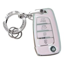 for Hyundai Key Fob Cover with Keychain Fit for Hyundai Elantra Silver-Pink
