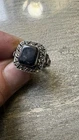 Size 6 Vintage Art Deco Sterling Silver , Set In Onyx With Marcasit Trim .