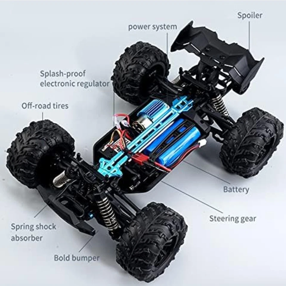 4WD RC Drift Monster Truck 50km/h PRO Remote Control Car LED Light 2.4GHz - Image 3 of 4