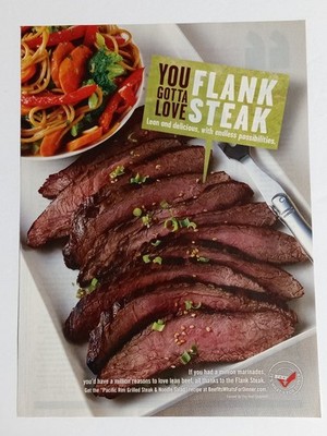 Beef. It's What's For Dinner. Magazine Ad Flank Steak Recipe