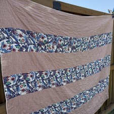 Vintage Heavy Cotton Quilt 71"x61" Grannycore Cottagecore Floral Plaid