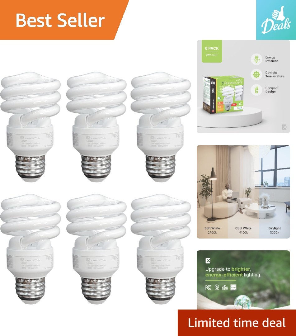 23w, 100w Equivalent, Daylight White - 6 Pack