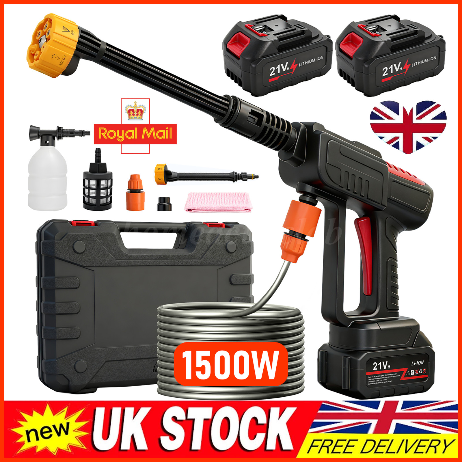 2 Battery Portable Cordless Car High Pressure Washer Jet Water Wash Cleaner Gun