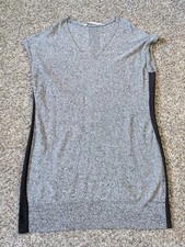 Athleta Thereafter Knit Dress Marled Gray Black Stripe Short Sleeve Size Large