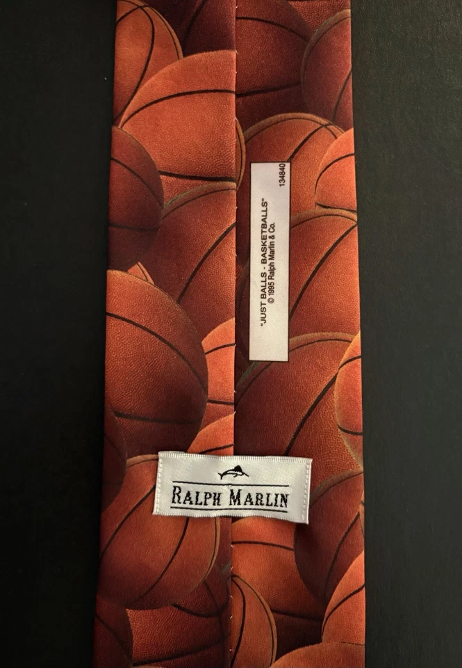 Винтажный баскетбольный галстук RALPH MARLIN 57 дюймов «Просто мячи — баскетболы» 1995 США - Изображение 4 из 4