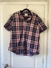 Sonoma Plaid Button-Up Koszula męska XXL Różowa Granatowa Biała Krótki rękaw EUC 