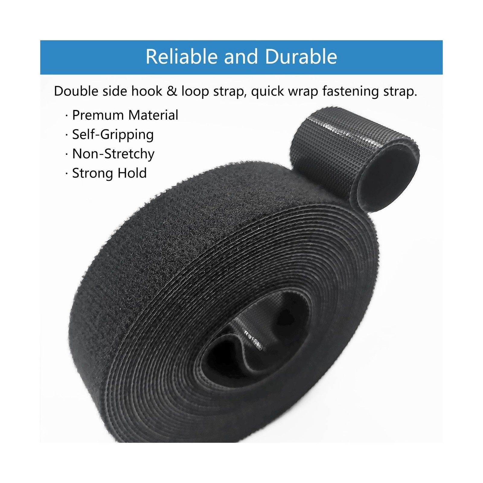 Matenf Double-Sided Hook and Loop Straps, Self-Gripping, 1 Inch Wide, Cut to ...