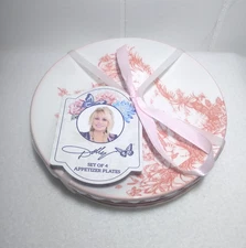 Dolly Parton  4pcs Appetizer 6" Porcelain Plate Set Scene Dolly’s Childhood Pink