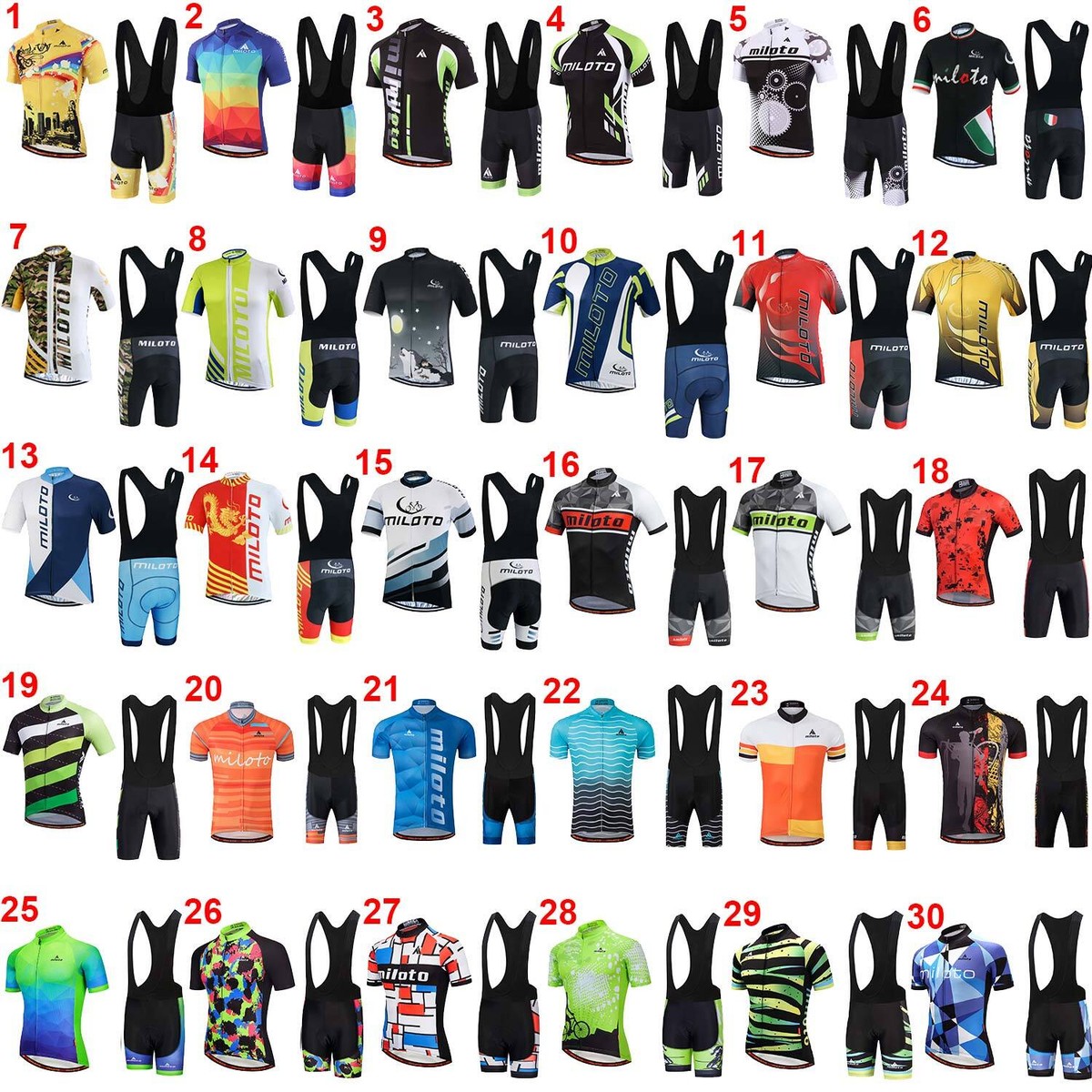 Miloto Men's Cycling Kit Short Sleeve Cycling Jersey and Bib