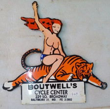 PORCELAIN ENAMEL SIGN BOUT WELL'S SIZE 18X18  INCHES SINGLE SIDED.
