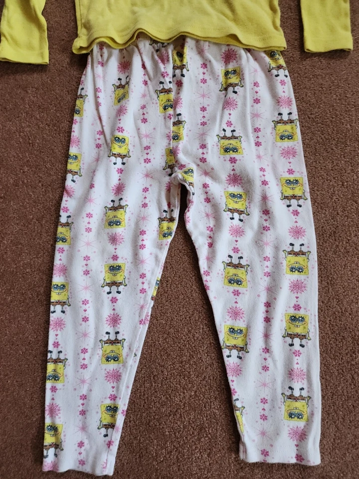 Bob Esponja Pantalones Cuadrados Niñas Talla 6 Pijama Conjunto Nickelodeon Parte Superior Inferior Foto 3 de 4