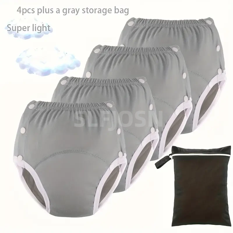5 Pack Washable & Reusable Adult Cloth Diapers High Absorbency Leak Protection