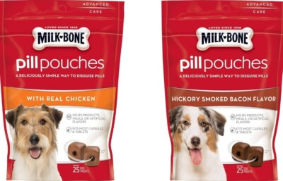 Milk - Bone Variety Pill Pouches with Real Chicken & Hickory Smoke Bacon Flavor 