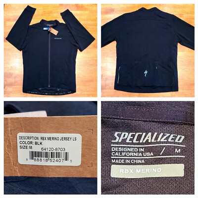 New! Specialized RBX Merino Cycling Jersey Long Sleeve Men's Medium Black