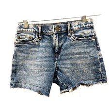 Crewcuts Girls 10-12 Cuffed Denim Shorts Blue Island Wash Cutoff Adjustable